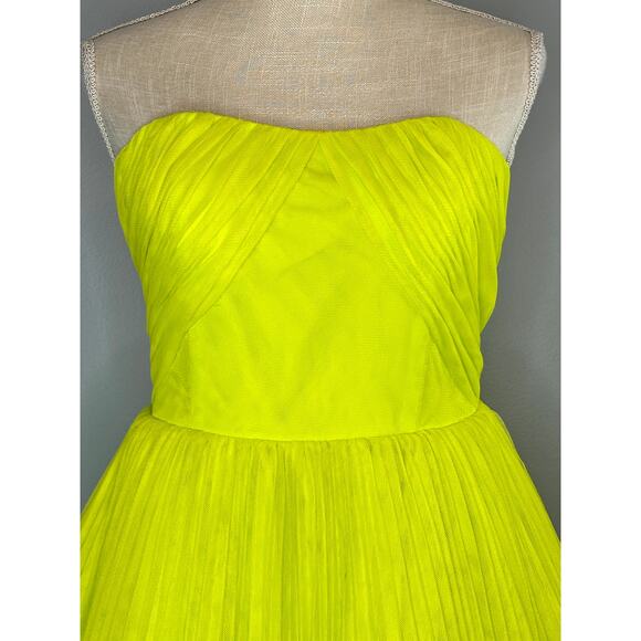 Hutch Pleated Strapless Tulle Mini dress  Bright Green Size 4 - Picture 6 of 13